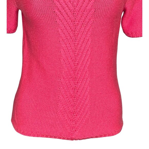 Vintage Pendleton 100% Merino Wool Short Sleeve Pink Knit Sweater Top SP - Picture 5 of 12